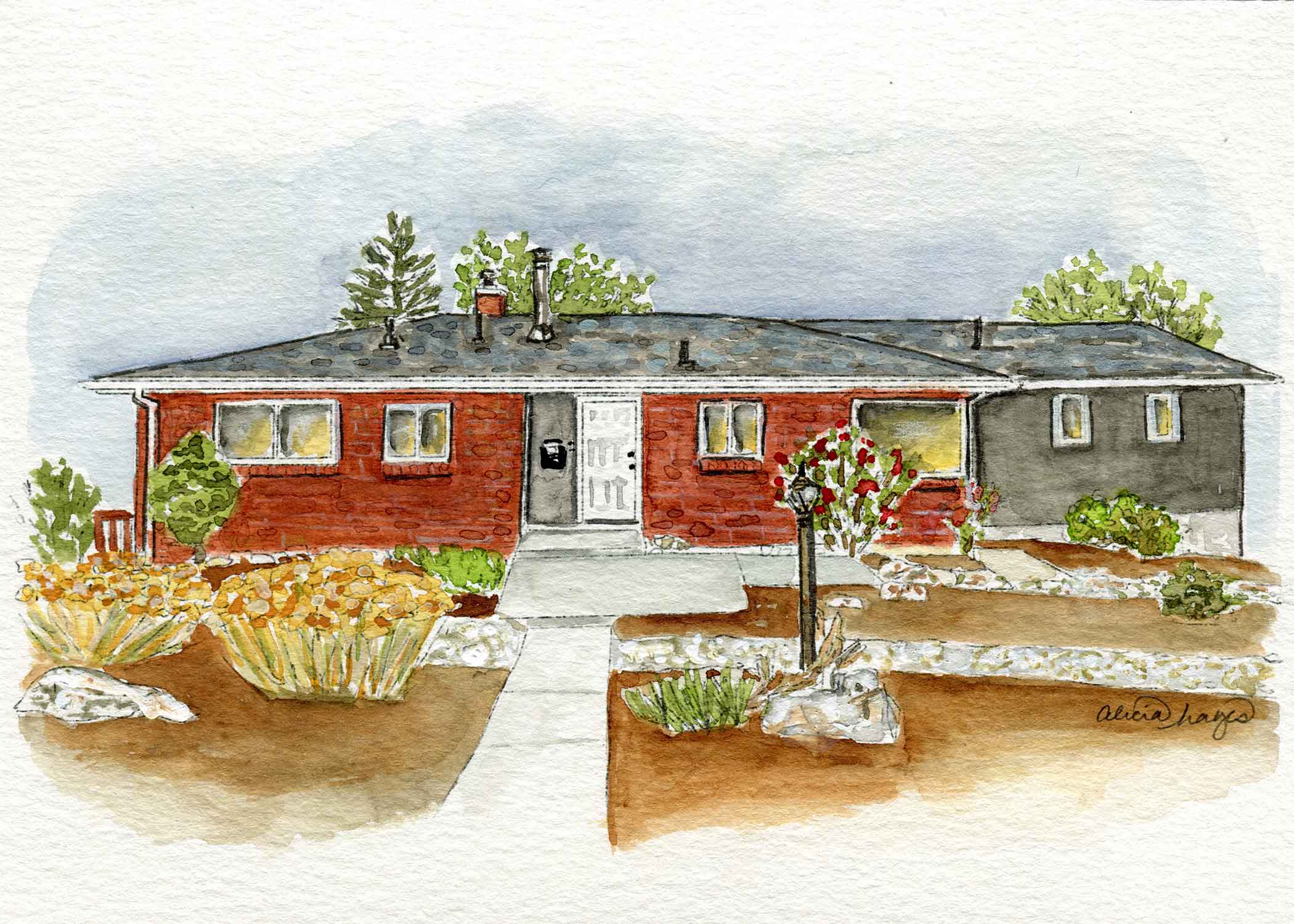 Custom Watercolor House Portrait from Photo – Hand Painted Personalized Home Art