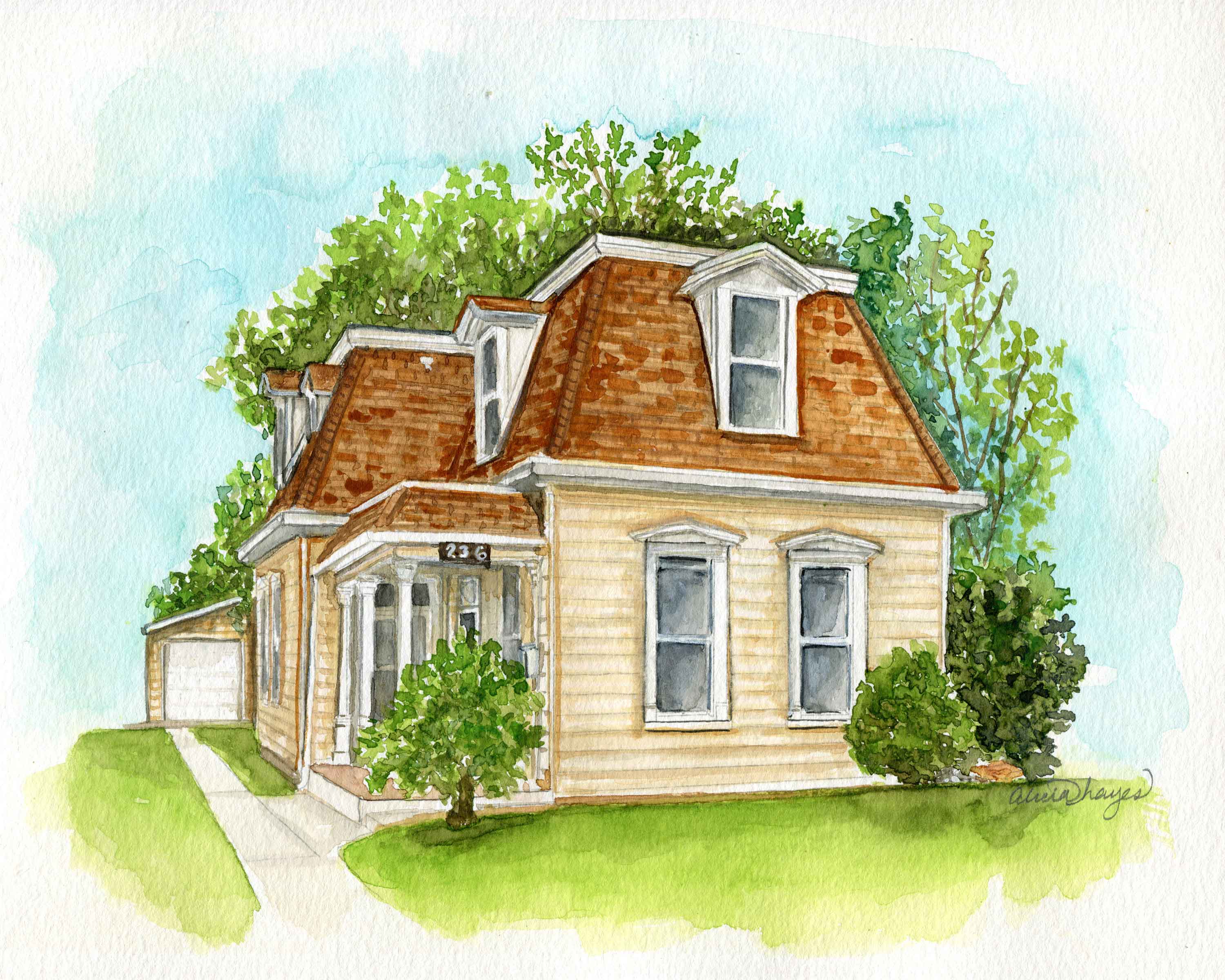 Custom Watercolor House Portrait from Photo – Hand Painted Personalized Home Art