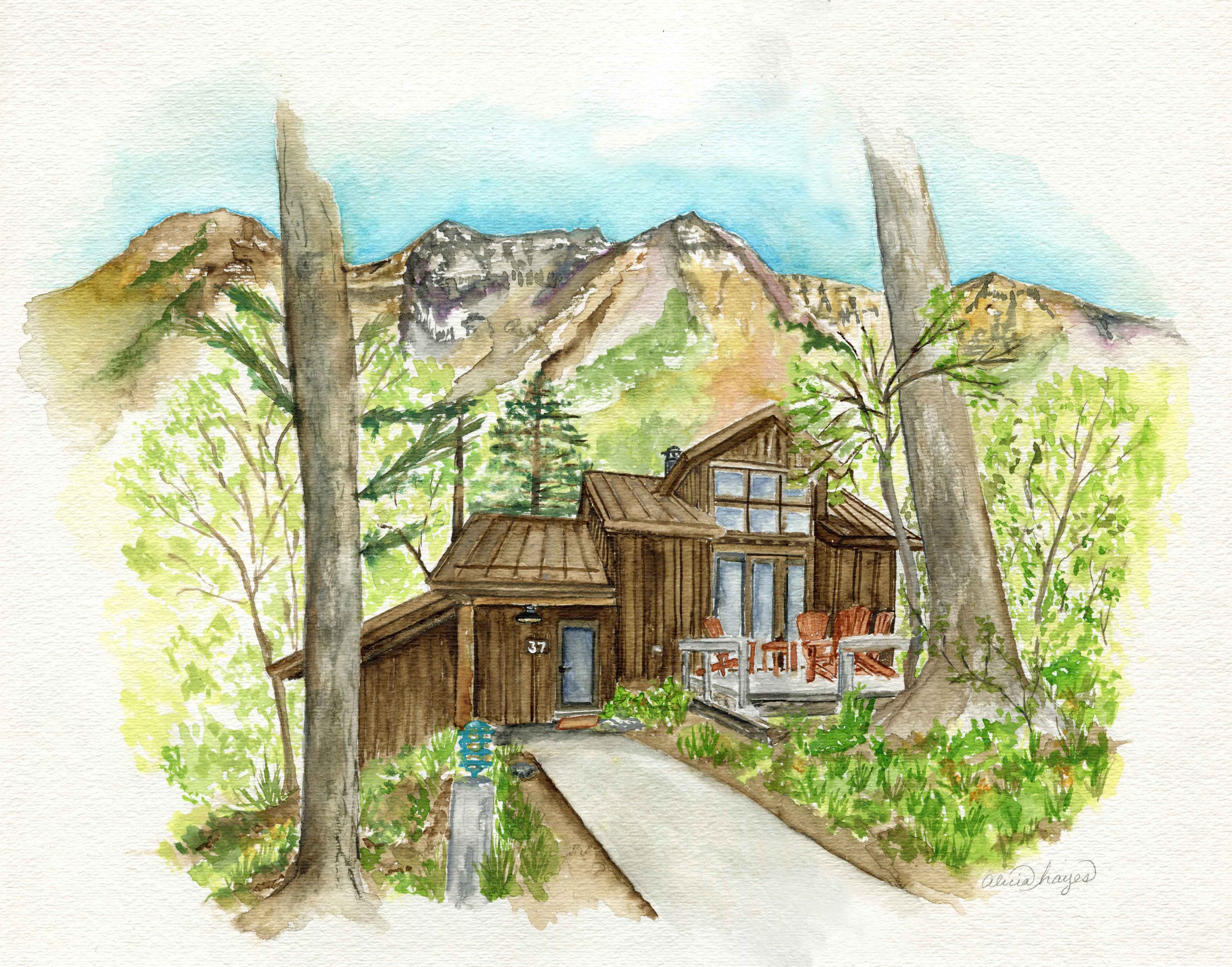 Custom Watercolor House Portrait from Photo – Hand Painted Personalized Home Art